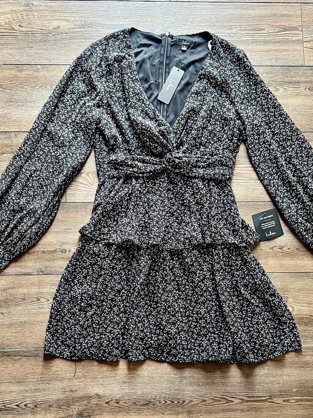 Lulus Tell You I Love You Black Floral Print Twist-Front Mini Dress Floral Mini